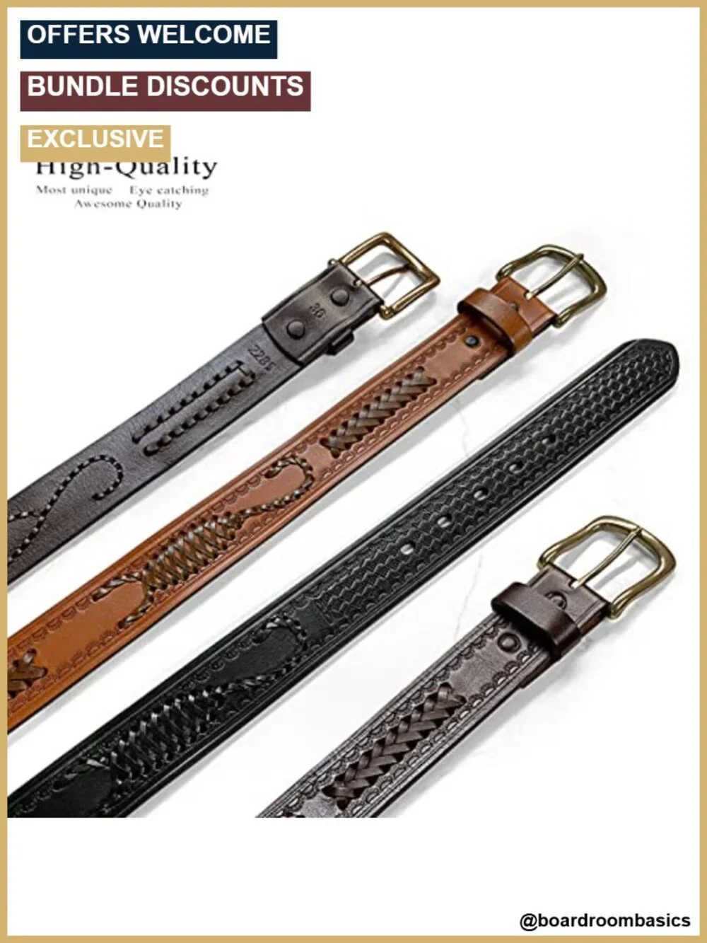 Genuine Leather Western Hand-Braided Belt 1.5